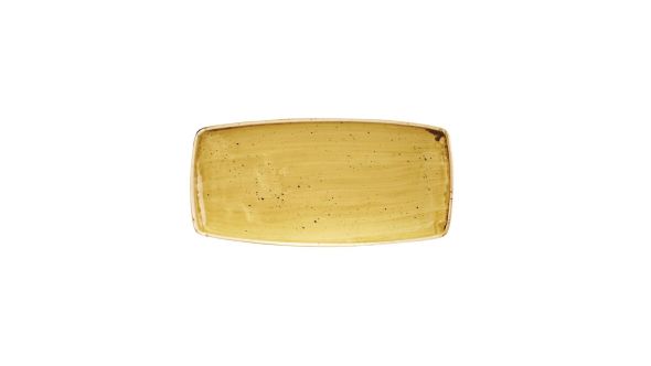 Churchill Stonecast Rectangular Plate Mustard Seed Yellow 295 x 150mm - DF791 - pk 12