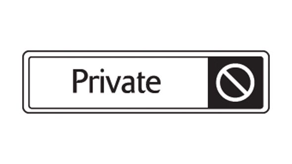 Private with symbol. Black on white. F/M