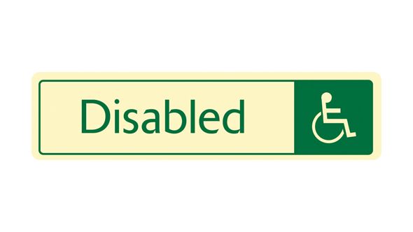 Disabled with symbol. Cream on green. F/M