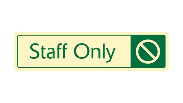 Staff only with symbol. Cream on green. F/M