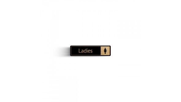 Ladies with Symbol Door Sign - Gold on black