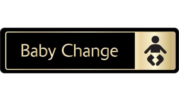 Baby Change with symbol. Gold on black. F/M