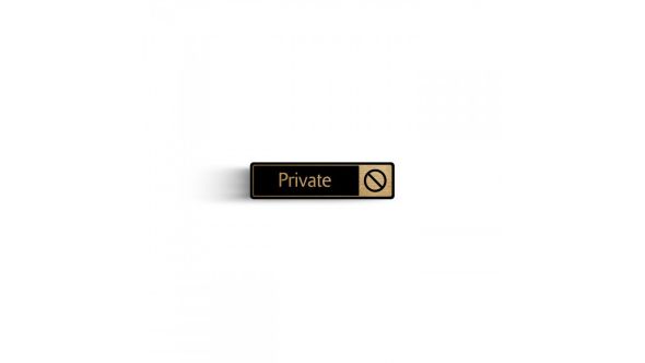 Private with Symbol Door Sign - Gold On Black