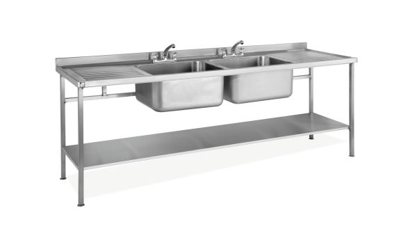 Parry Double Bowl Double Drainer Sink - Stainless Steel  L1800 x W600 x W900 - SINK1860DBDD