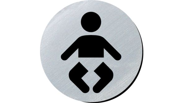 Baby changing symbol 75mm disc silver finish