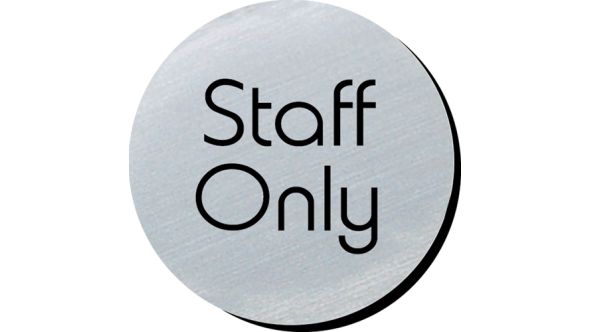 Staff only 75mm disc silver finish