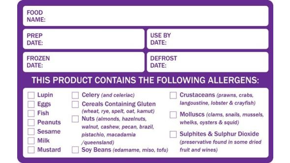 Combined Food Prep & Allergen Warning Labels - DY075