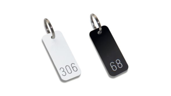 75x30mm Number Only Engraved Key Fob. White or Black