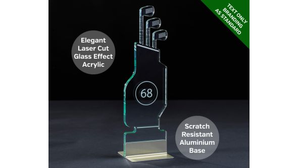 Emerald Golf Bag Table Number - Laser Etched Green Tint Glass Effect Acrylic