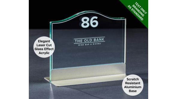 Emerald Monument Table Number - Laser Etched Green Tint Glass Effect Acrylic