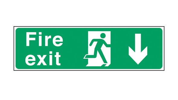 Fire exit arrow down.150x450mm S/A