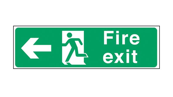 Fire exit arrow left. 150x450mm F/P