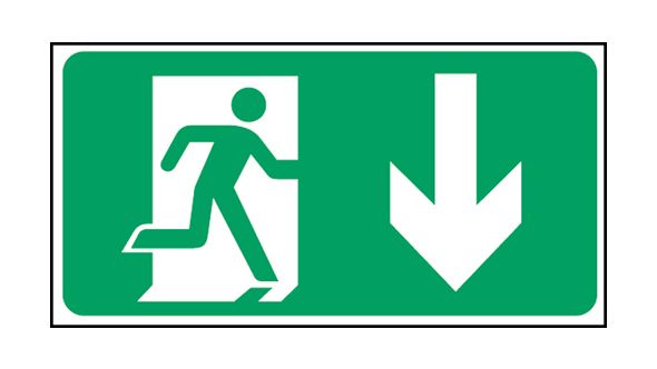 Exit man arrow down. 150x300mm F/P