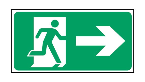 Exit man arrow right. 150x300mm  F/P