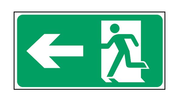 Exit man arrow left. 150x300mm F/P