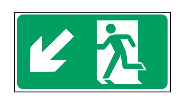 Exit man arrow down left. 150x300mm F/P