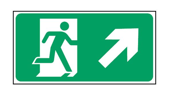 Exit man arrow up right 150x300mm P/L