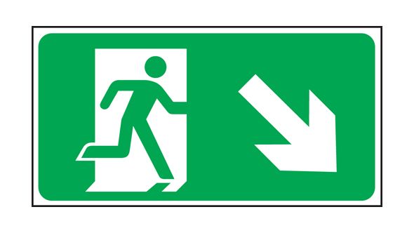 Exit man arrow down right. 150x300mm P/L