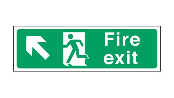 Exit arrow up left. 150x450mm P/L