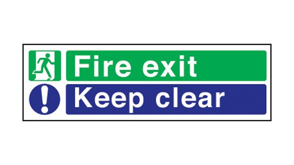 Fire exit keep clear 2 colour 150 x 450 P/L