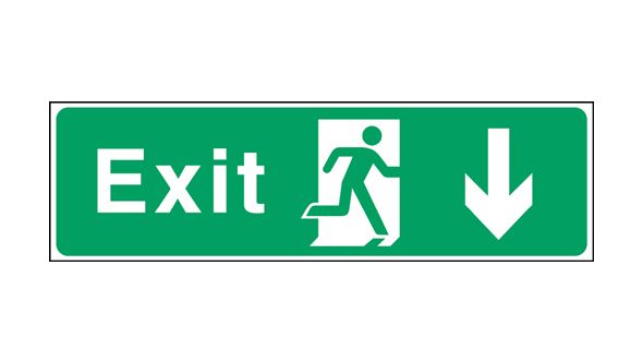 Exit arrow down. 150x450mm F/P