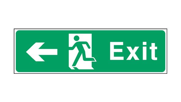 Exit arrow left. 150x450mm F/P