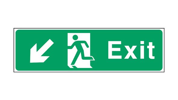 Exit arrow down left. 150x450mm F/P