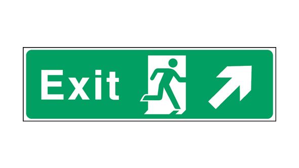 Exit arrow up right. 150x450mm F/P