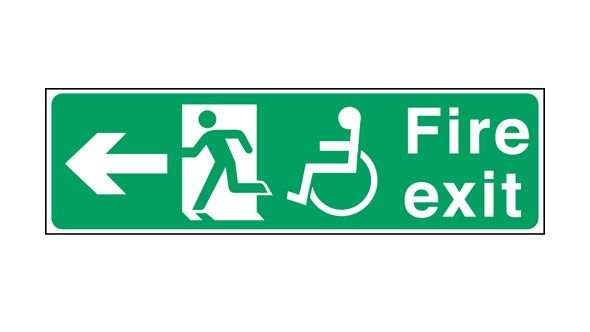 Exit disabled arrow left. 150x450mm S/A