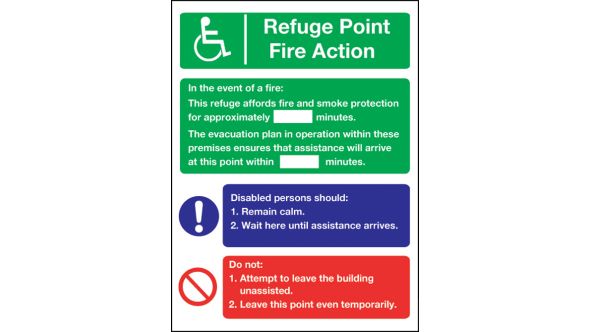 Refuge point fire action. 200x150mm P/L