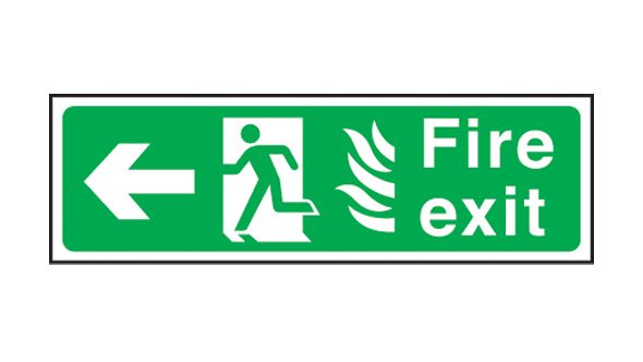 Fire exit arrow left Hospital. 150x450mm F/P