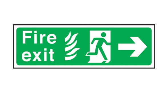 Fire exit arrow right Hospital. 150x450mm F/P