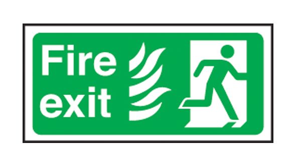 Fire Exit right Hospital. 150x300mm P/L