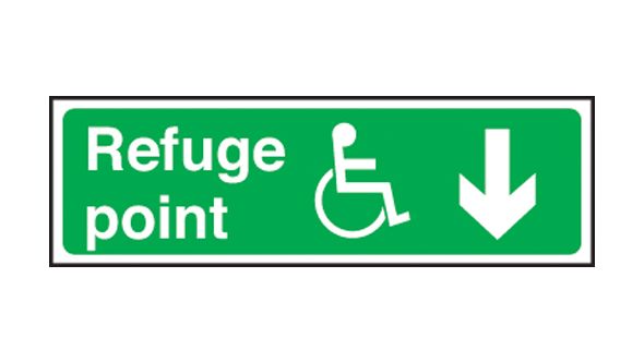 Refuge point disabled arrow down. 150x450mm  P/L