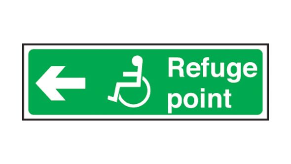 Refuge point disabled arrow left.150x450mm  F/P