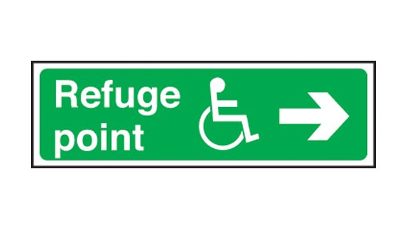 Refuge point disabled arrow right. 150x450mm F/P