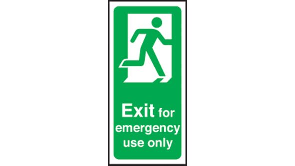 Portrait exit for emergency use only. 450x150mm F/P