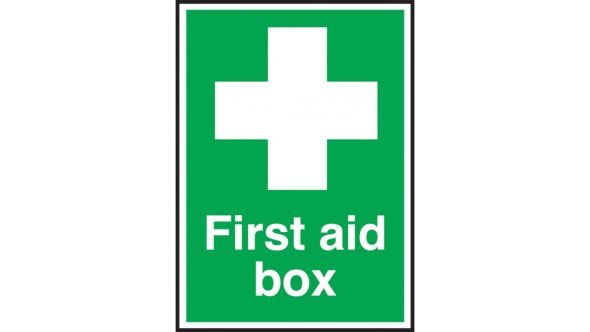 First Aid Box Sign 150x100mm Self Adhesive