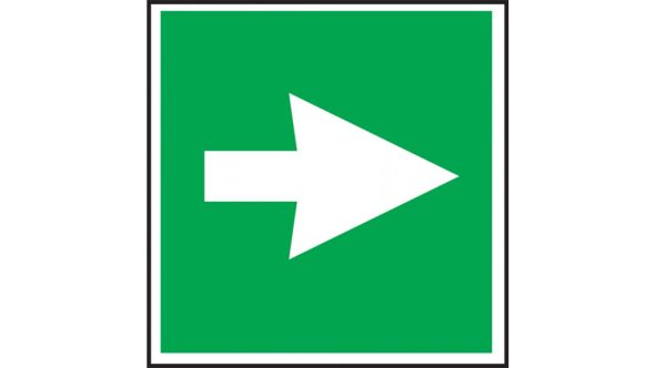 Green First aid arrow sign - 100x100mm - Semi-rigid Polypropylene or Self-adhesive Vinyl