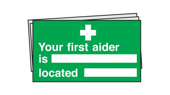 Your first aider is located sign Pack of 10