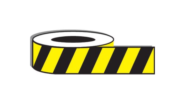 Yellow/black stripe adhesive floor tape. 50mm x 33metres