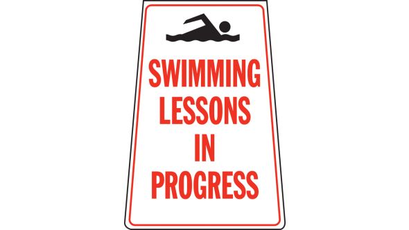 Swimming lesson in progress floor stand.  620x300mm