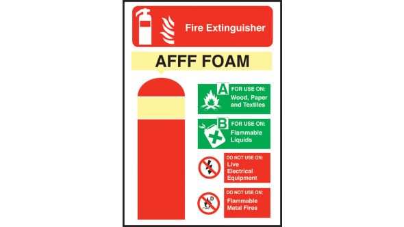 AFFF Fire Extinguisher Equipment Sign 200x140mm