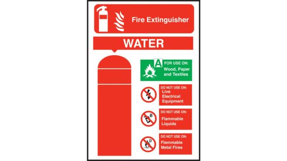 Water Fire Extinguisher Equipment Sign 200x140mm