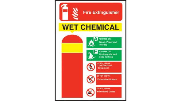 Wet Chemicals Fire Extinguisher Equipment Sign 200x140mm