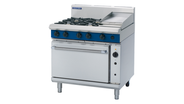 Blue Seal Evolution G56C - Gas 4 Burner Range, 300mm Griddle with Gas Convection Oven 900mm - Natural Gas