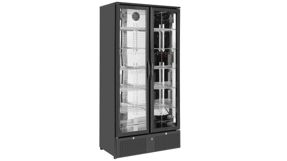 Sterling Pro SP220-BK Black Double Door Upright Bottle Cooler, 458 Litres