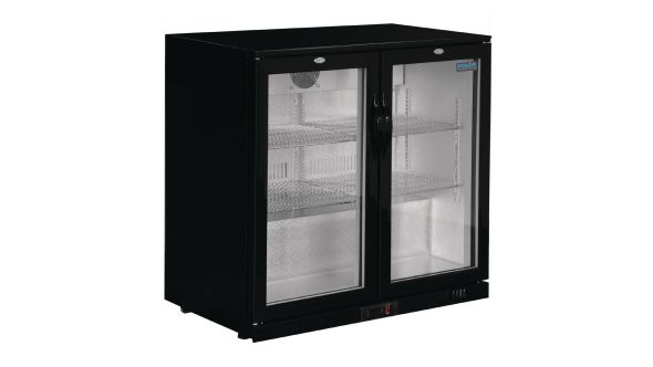 Polar GL012 Back Bar Cooler with Hinged Doors in Black 198Ltr