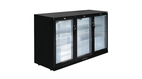 Polar GL014 Back Bar Cooler with Hinged Doors in Black 320Ltr