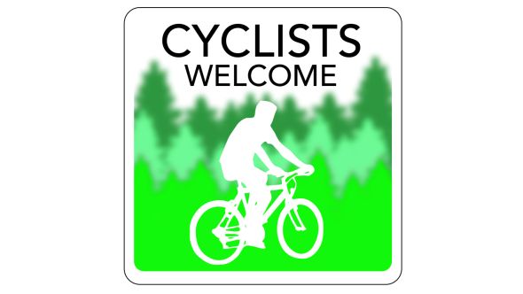 Cyclists  Welcome Hospitality Window Sticker. 150x150mm